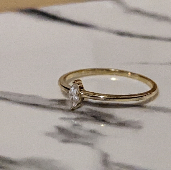 Golden Ring Diamond Shape Size 8 S925 - Picture 2 of 4